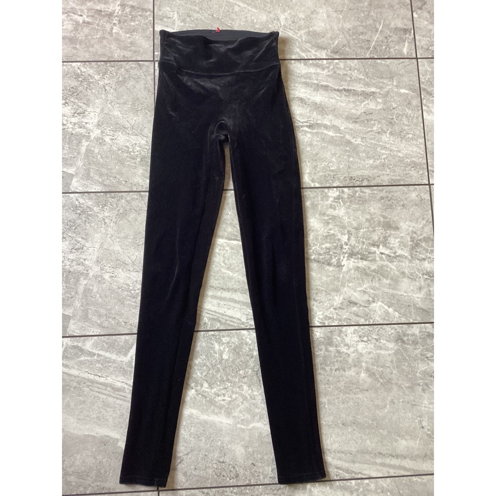 SPANX Velvet Leggings High Waist Black Womens Size XS Lounge Athleisure